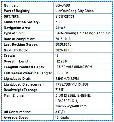 2015 Built 7150 DWT Self - Puming Unloading Sand Ship For Sale - 13 - ShipsTrading