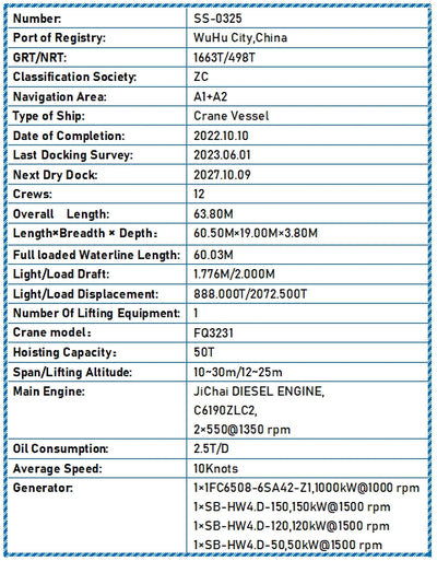 2022 Built 50 DWT Crane Vessel For Sale