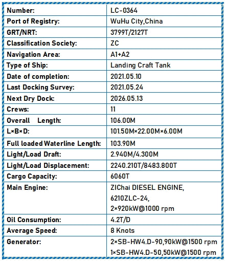 2021 Built 6000 DWT Landing Craft Tank For Sale