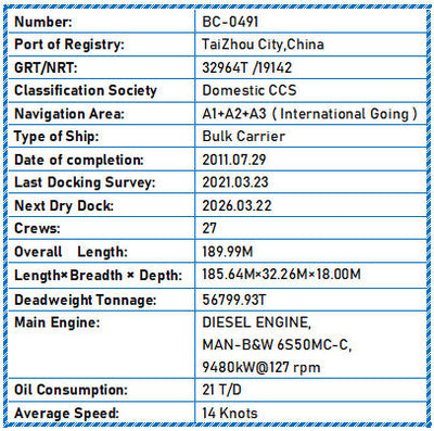 2011 Built 57000 DWT Bulk Carrier For Sale