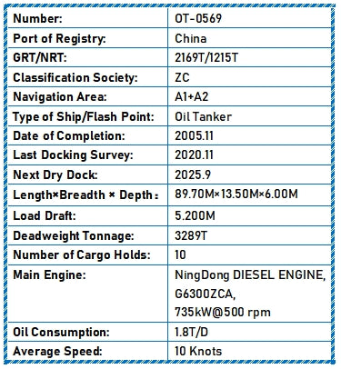 2005 Built 3300 DWT Oil Tanker For Sale