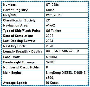 2008 Built 3200 DWT Oil Tanker For Sale