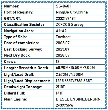 2003 Built 2100 DWT Towboat For Sale