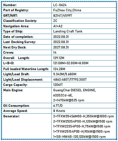 2022 Built 12000 DWT Landing Craft Tank For Sale