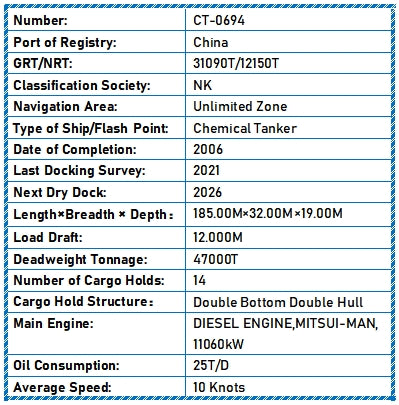 2006 Built 47000 DWT Chemical Tanker For Sale