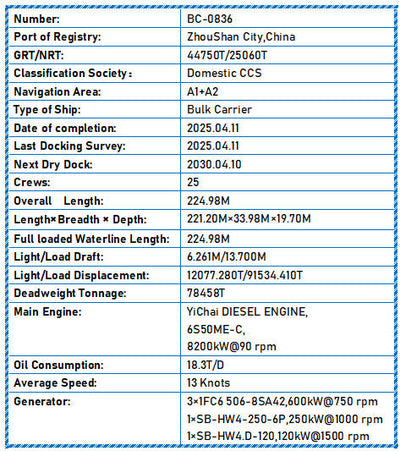 2025 Built 79000 DWT Bulk Carrier For Sale