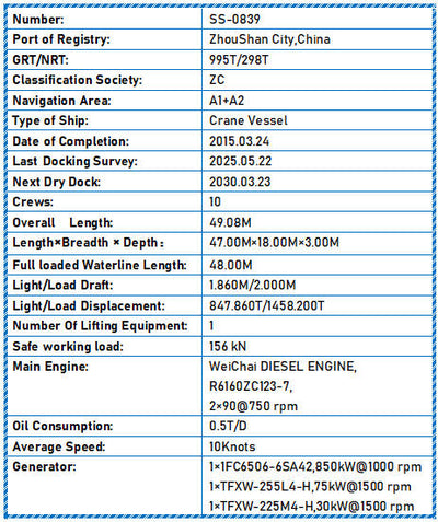 2015 Built 156 kN Crane VesselFor Sale