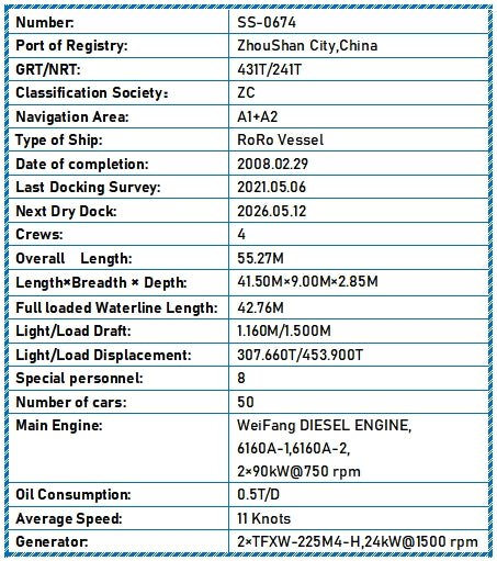 2008 Built RoRo Vessel For Sale Detail 1