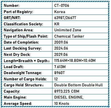 2009 Built 9000 DWT Chemical Tanker For Sale Detail 2
