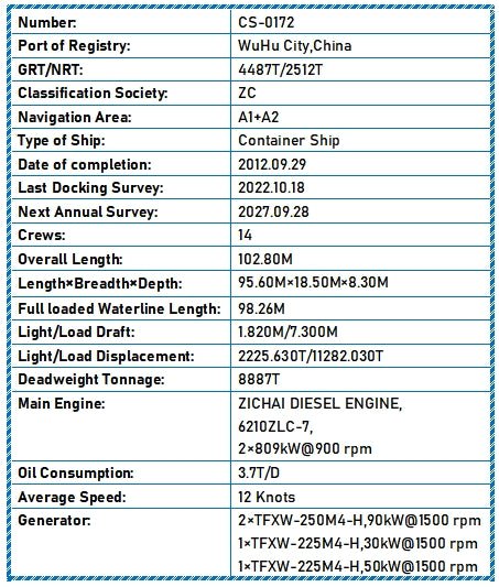 2012 Built 8800 DWT 426 TEU Container Ship For Sale Detail 7