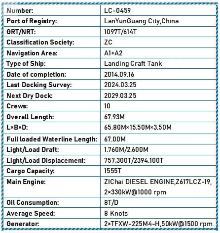 2014 Built 1600 DWT Landing Craft Tank For Sale Detail 10