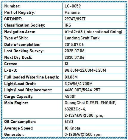 2015 Built 4500 DWT Landing Craft Tank For Sale Detail 7
