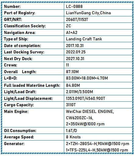 2017 Built 3100 DWT Landing Craft Tank For Sale Detail 1