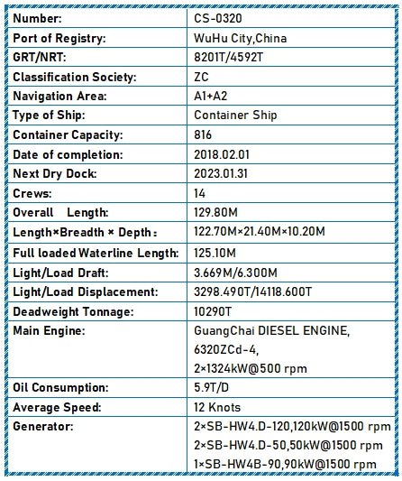 2018 Built 10000 DWT 816 TEU Container Ship For Sale Detail 8