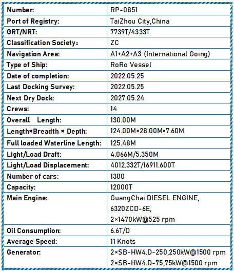 2022 Built 1300 Cars RoRo Vessel For Sale Detail 7