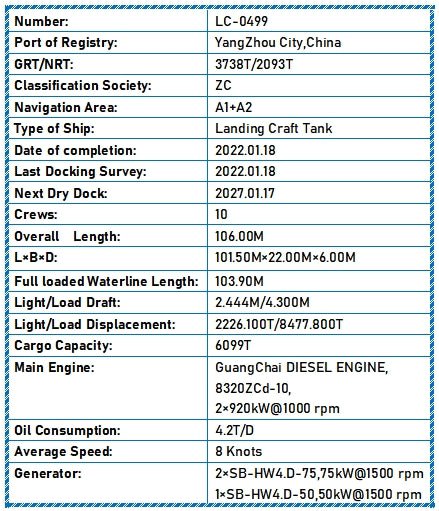 2022 Built 6100 DWT Landing Craft Tank For Sale Detail 7