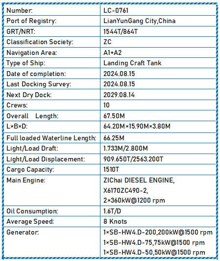 2024 Built 1500 DWT Landing Craft Tank For Sale Detail 5